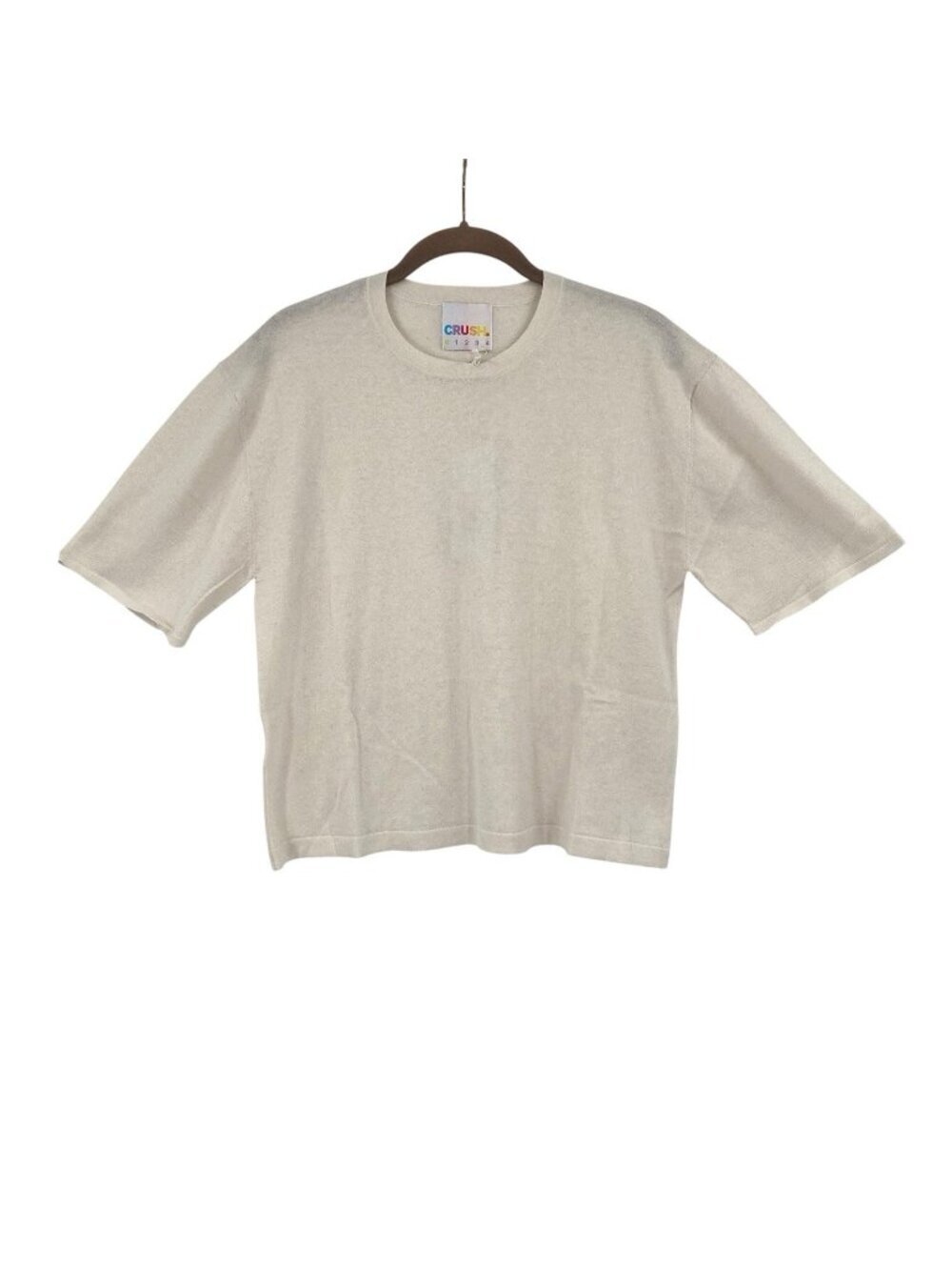 CRUSH White Short Sleeve Sweater Size 0 Silk Cotton Cashmere